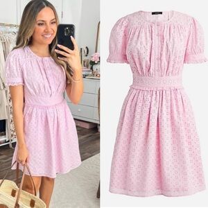 J. Crew Button-front mini dress in eyelet lace in Pink Size 16